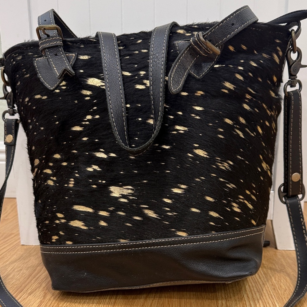 Myra Black and Gold Calf Hair Women's Bag
